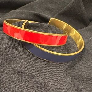 Gold-Tone Bangle Set with Red and Navy Enamel